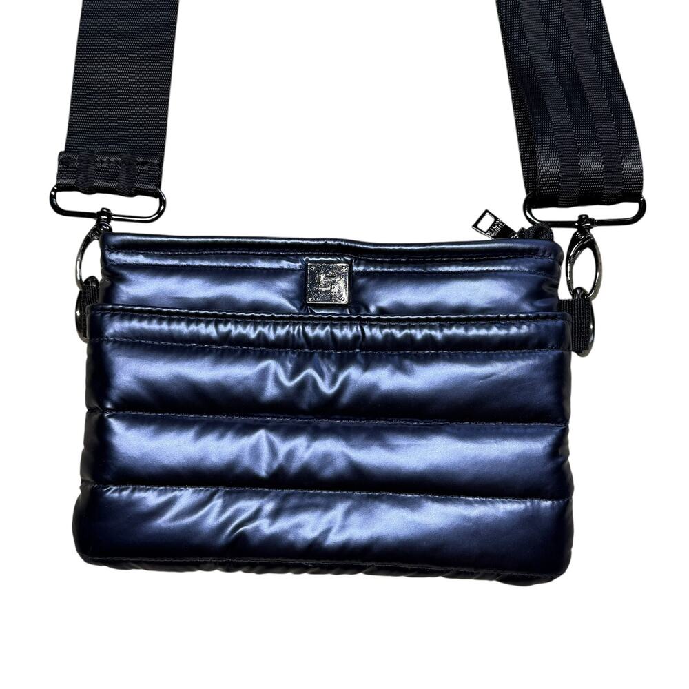 THINK ROYLN Puffer Quilted Crossbody Bum Bag Shiny Navy - Picture 2 of 14